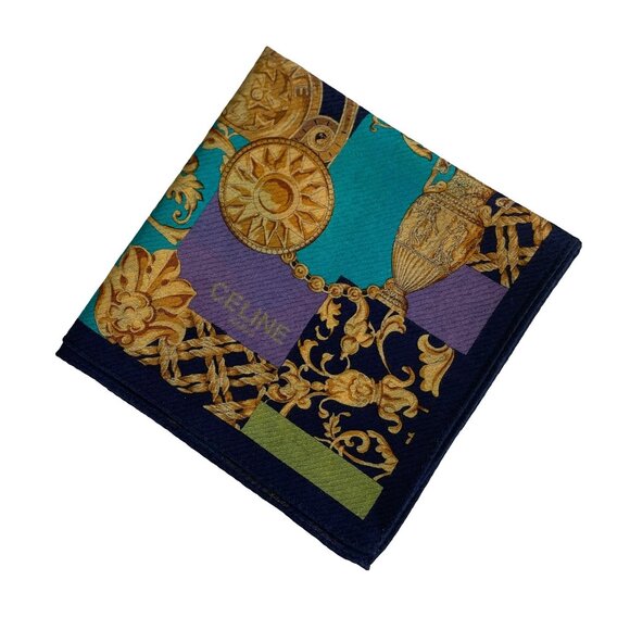 Celine Vintage Cotton Scarf – Baroque Patchwork Motif - Picture 2 of 12